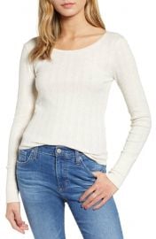 Hinge Pointelle Knit Button Cuff Top at Nordstrom